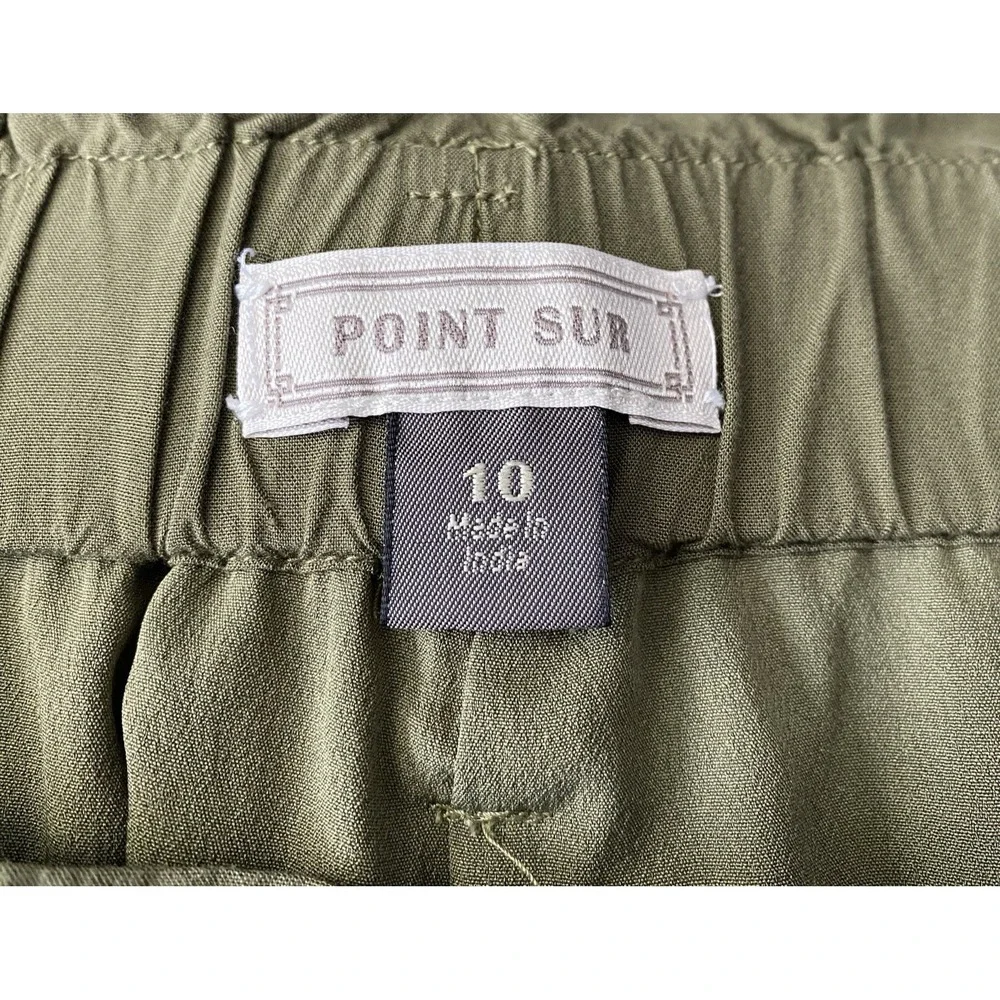POINT SUR J. Crew Paperbag Pants High Rise Wide Leg Cropped Pants‎ Green Sz 10